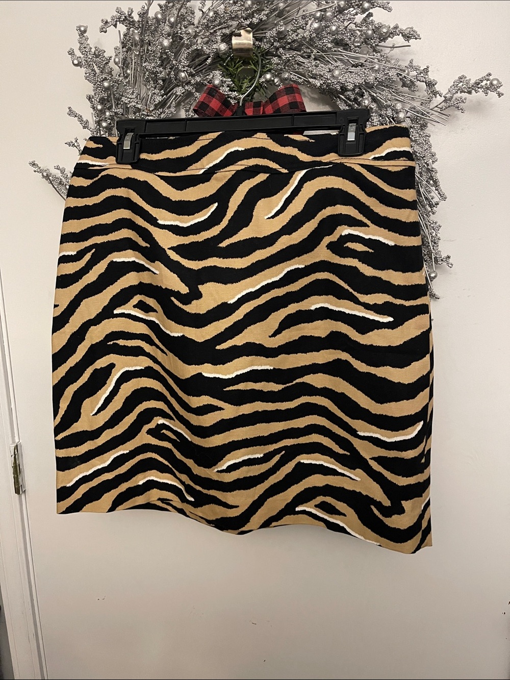 Animal Print Pencil Skirt - Black & Tan